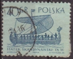 Stamps Poland -  Polonia 1963 Scott 1128 Sello Antiguos Barcos Barco Escandinavo Gokstad Siglo XIV Usado Polska Polan