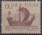 Stamps Poland -  Polonia 1963 Scott 1129 Sello Nuevo Antiguos Barcos Frison Kogge Koga Statek Fryzyjski Siglo XIV Pol