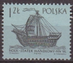 Sellos del Mundo : Europe : Poland : Polonia 1963 Scott 1130 Sello Nuevo Antiguos Barcos Holk Siglo XIV Polska Poland Polen Pologne 
