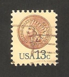 Stamps United States -  1185 - Moneda de 1 cent. con cabeza de un indio de 1877