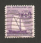 Stamps : America : United_States :  350 anivº de la construcción naval americana, el virginia de sagadahock
