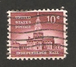 Stamps United States -  edificio de la independencia en filadelfia