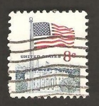 Stamps United States -  bandera y la casa blanca