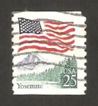 Stamps United States -  Bandera y Parque de Yosemite