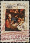 Sellos de America - Uruguay -  Imagen parcial del cuadro adoración de los pastores -1612- de Fray Juan Bautista Maino. Navidad 1990