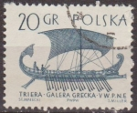 Sellos de Europa - Polonia -  Polonia 1965 Scott 1301 Sello Nuevo Antiguos Barcos Galera Triera Griega Siglo V matasellos de favor
