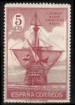 Stamps Spain -  534 Descubrimiento de América. Nao Santa María.