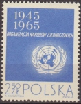 Stamps Poland -  Polonia 1965 Scott 1365 Sello Nuevo ONU Aniversario Naciones Unidas Emblema Polska Poland Polen 