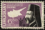 Sellos de America - Uruguay -  Visita del Arzobispo Makarios presidente de Chipre año 1967.