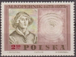 Stamps Poland -  Polonia 1969 Scott 1661 Sello Nuevo Nicolas Copernico Pintura de Jan Matejko y Mapa y Sistema Helioc