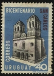 Sellos de America - Uruguay -  200 de la ciudad de San Carlos. Iglesia de San Carlos Borromeo Erigida entre los años 1763 y 1850.