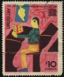 Stamps Uruguay -  UNESCO. 1970 año internacional de la educación. Dibujo infantil. 