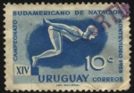 Stamps Uruguay -  XIV Campeonato sudamericano de natación Montevideo 1958.