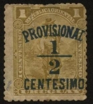 Sellos de America - Uruguay -  Gaucho de 1895 sobrecargado en 1898 con provisional, medio centésimo. 