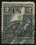 Stamps Uruguay -  Protección al anciano. 1930 2 centésimos +2 centésimos. Sobretasa 1932 doble impresión una al revés.