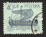 Sellos de Europa - Polonia -  navegación a vela, barco vikingo