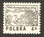 Sellos de Europa - Polonia -  grabado en madera del siglo XVI, pajareria 