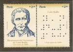 Stamps : America : Peru :  Bicentenario del Nacimiento de Louis Braille