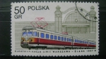 Sellos de America - Polonia -  Tren electrico y estación -