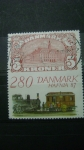 Stamps : Europe : Denmark :  locomotora de vapor y vagon