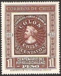 Stamps Chile -  CENTENARIO DEL PRIMER SELLO CHILENO - COLON