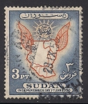 Stamps : Africa : Sudan :  MAPA DE SUDAN Y SOL.