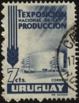Stamps America - Uruguay -  1ra. exposición nacional de la producción en el Cilindro Municipal de  Montevideo.