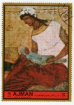 Stamps United Arab Emirates -  Pintura de la escuela de Moscú. La Virgen y el Niño