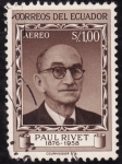 Stamps America - Ecuador -  SELLO CONMEMORATIVO DE LA MUERTE DE PAUL RIVET