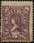 Stamps Uruguay -  Cabeza alegórica a la Libertad y los cuatro símbolos presentes en el Escudo Nacional.
