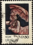 Stamps Uruguay -  Pintura parcial de ángeles paseanderos de Luis Alberto Solari 1918 - 1993. 