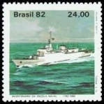 Stamps : America : Brazil :  Bicentenário Escola Naval - N.E. Brasil
