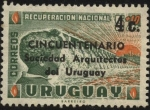 Stamps Uruguay -  50 años de la Sociedad de Arquitectos del Uruguay. Represas y Agropecuaria. Recuperación Nacional. S
