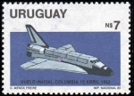 Stamps Uruguay -  Vuelo inicial Columbia 1982