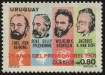 Stamps Uruguay -  75 años del premio Nobel. 1901-1976. 