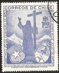 Stamps Chile -  CONMEMORATIVO VISITAS DE LOS PRESIDENTES DE ARGENTINA Y CHILE - CRISTO REDENTOR