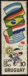 Stamps Uruguay -  Banderas de los países participantes y mascota del campeonato. Copa de Oro de los campeones mundiale