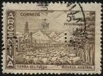 Stamps Argentina -  Riqueza Austral. Tierra de Fuego. Bosques,  Pozos petrolíferos y rebaño de ovinos. Sello perforado. 