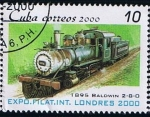 Sellos de America - Cuba -  Exposicion Filat. Inter. LONDRES 2000  1895 Baldwin 2-8-0 )