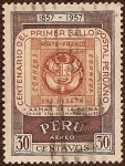 Stamps America - Peru -  Centenario del Primer Sello Postal Peruano. 1857 - 1957