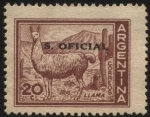 Stamps Argentina -  La llama y cordillera de los Andes. Sobreimpreso Servicio. OFICIAL .