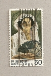 Stamps Japan -  Mujer con abanico