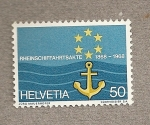 Stamps : Europe : Switzerland :  100 años Mapa navegación por el Rhin