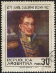 Sellos de America - Argentina -  Almirante Guillermo Brown. 1777 – 1857. Primer almirante de la fuerza naval de la Argentina. 