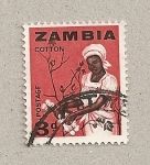Sellos de Africa - Zambia -  Recolectora de algodón