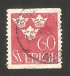 Stamps Sweden -  266 - Tres coronas