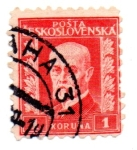 Sellos de Europa - Checoslovaquia -  PRESIDENTE.MASARYK.-1925-Fili A.Horizontal