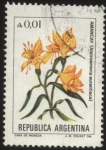 Sellos de America - Argentina -  Flor de Amancay - Alstroemeria aurantiaca.