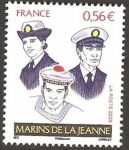 Stamps France -  marinos del porta helicópteros juana de arco