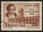 Stamps Argentina -  150 años de la Revolución del 25 de Mayo de 1810. El Cabildo de Buenos Aires y Mariano Moreno.